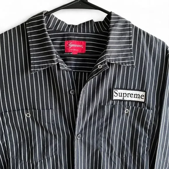 Supreme Pinstripe Button-Up Shirt – Black/White, Size L